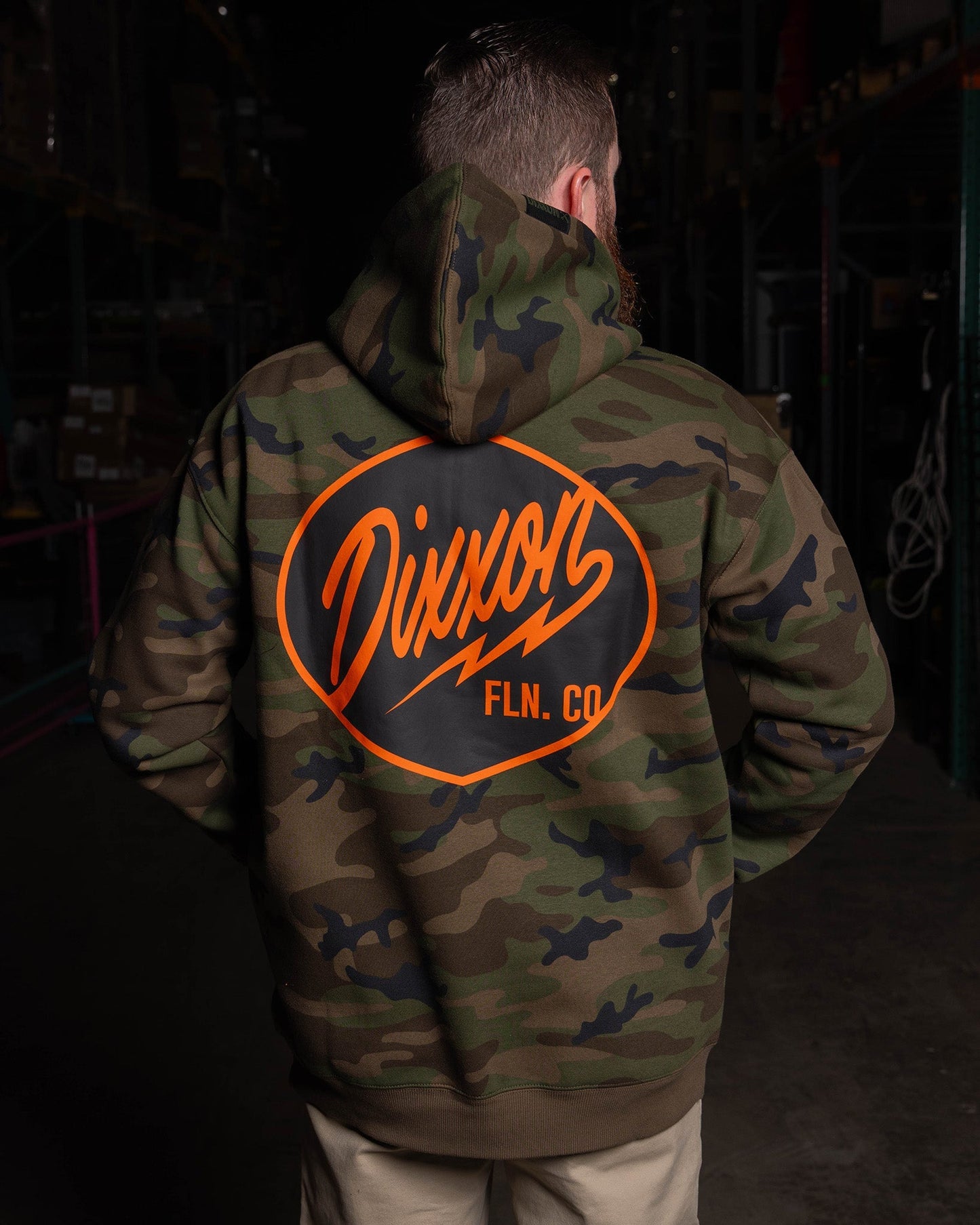 Black & Orange Esso Pullover Hoodie - Green Camo