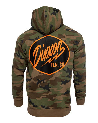 Black & Orange Esso Pullover Hoodie - Green Camo