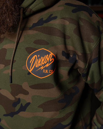 Black & Orange Esso Pullover Hoodie - Green Camo