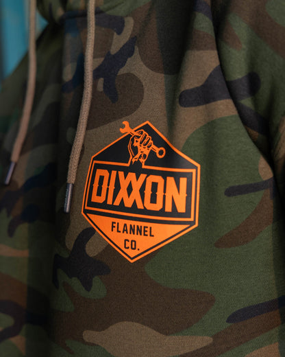 Black & Orange Working Class Logo Pullover Hoodie - Green Camo
