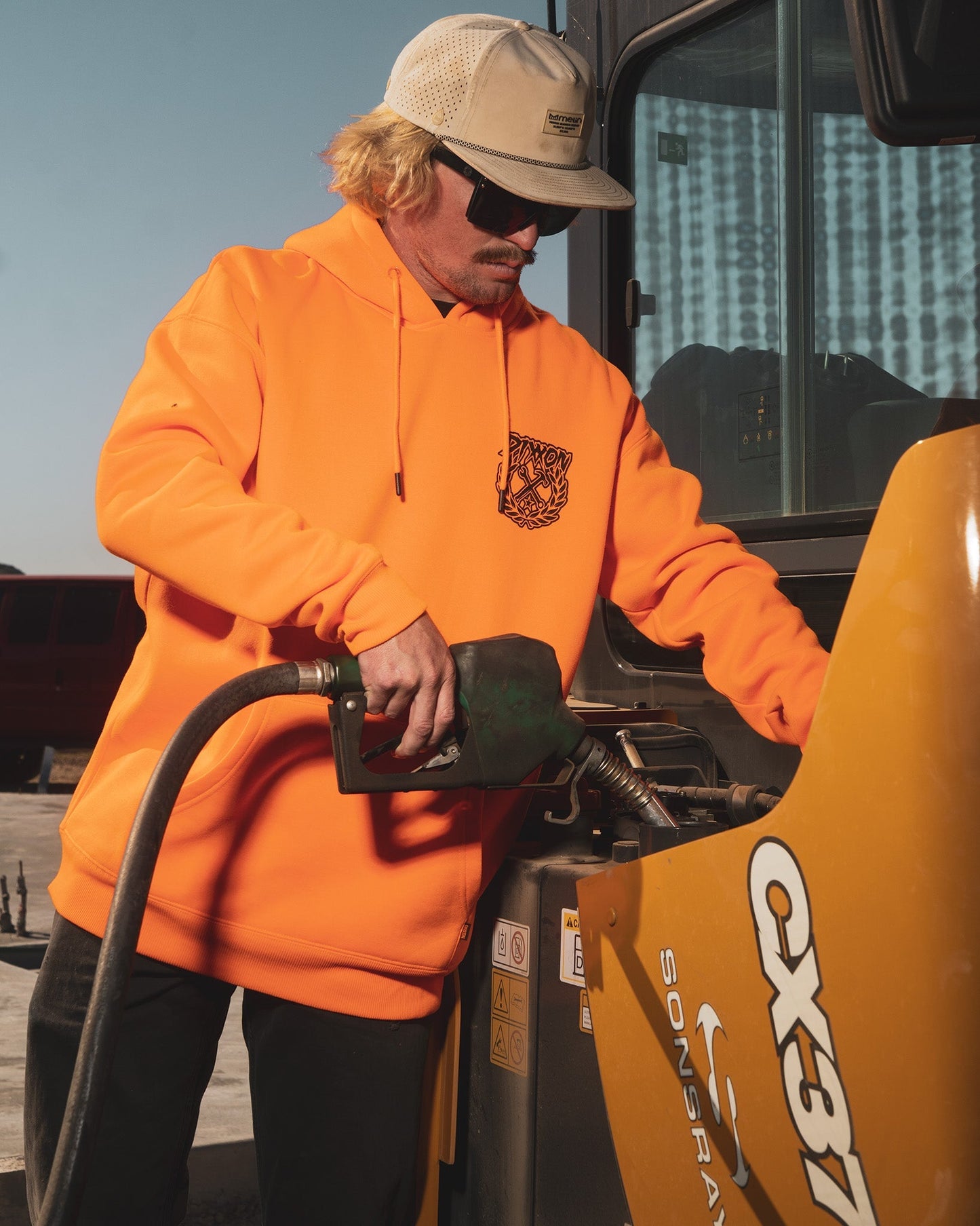 Black Party Crest Pullover Hoodie - Safety Orange