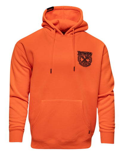 Black Party Crest Pullover Hoodie - Safety Orange