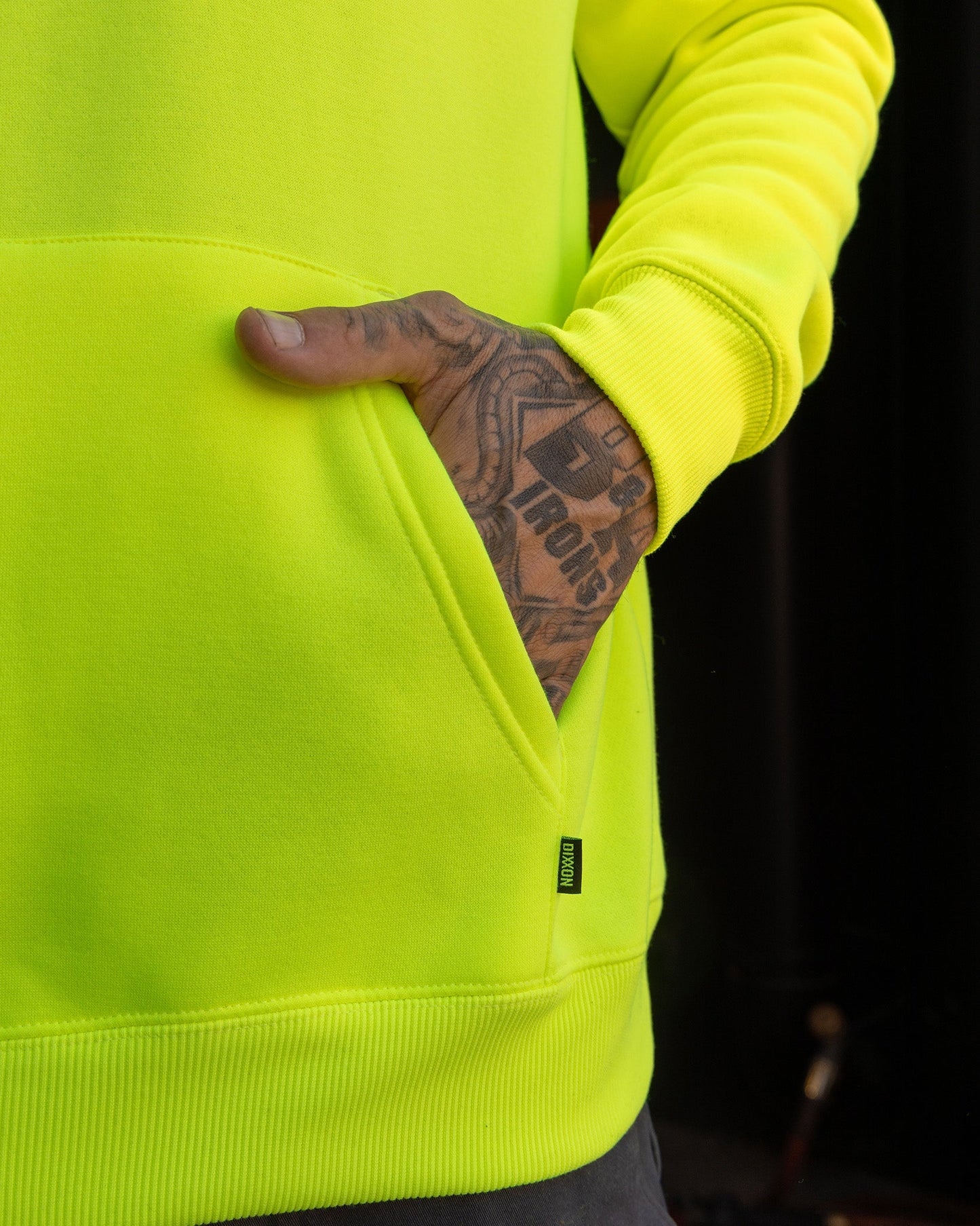 Black Party Crest  Pullover Hoodie - Safety Yellow
