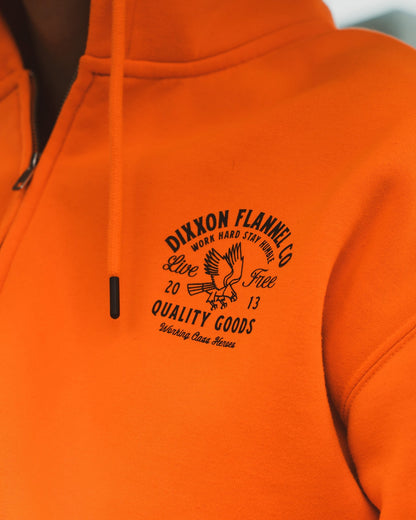 Black Quality Goods Zip Up Hoodie - Safety Orange