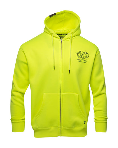 Black Quality Goods Zip Up Hoodie - Safety Yellow