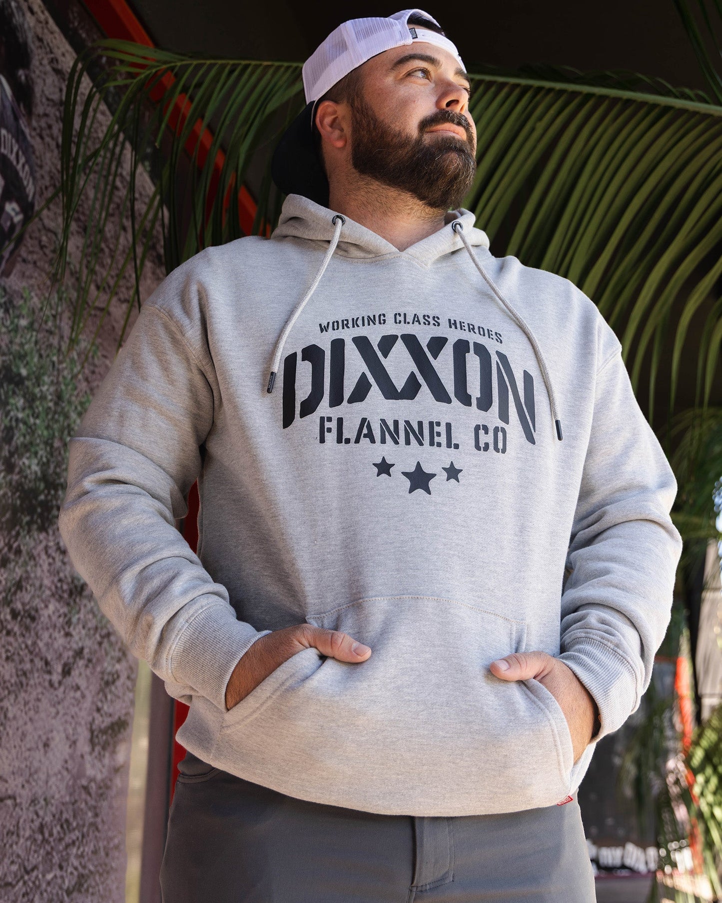 Black Stencil Pullover Hoodie - Heather Gray