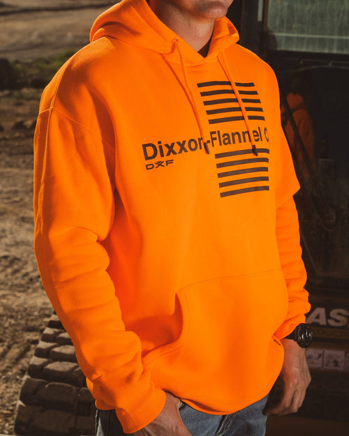 Black Streamline Pullover Hoodie - Safety Orange