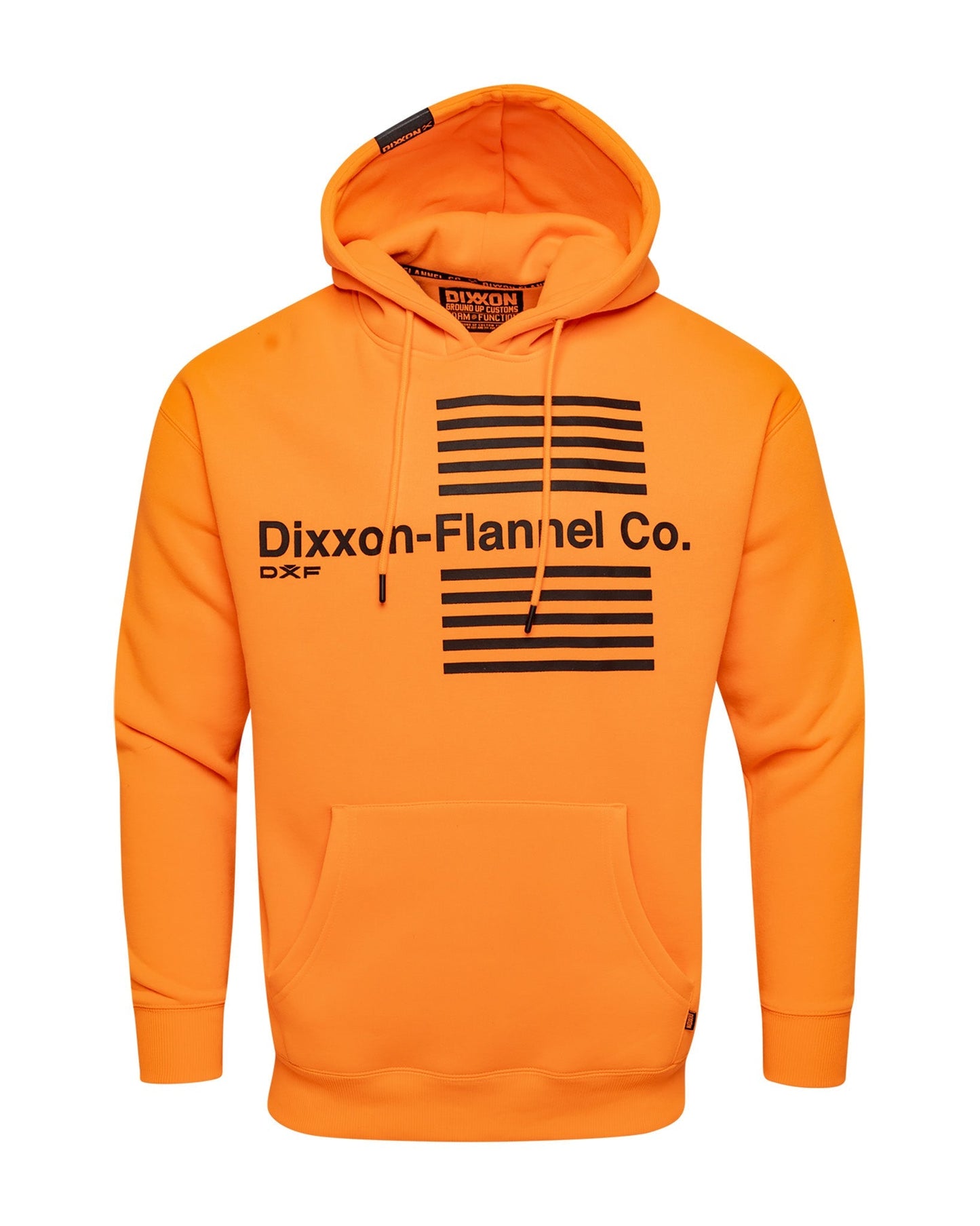 Black Streamline Pullover Hoodie - Safety Orange