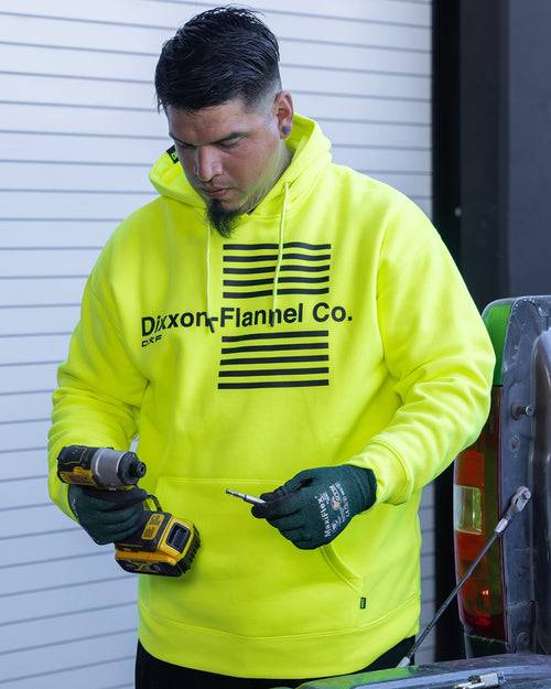 Black Streamline Pullover Hoodie - Safety Yellow