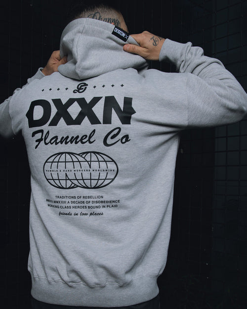Black Tech Zip Up Hoodie - Heathered Gray