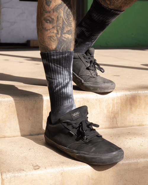 Black Tie Dye Crew Socks