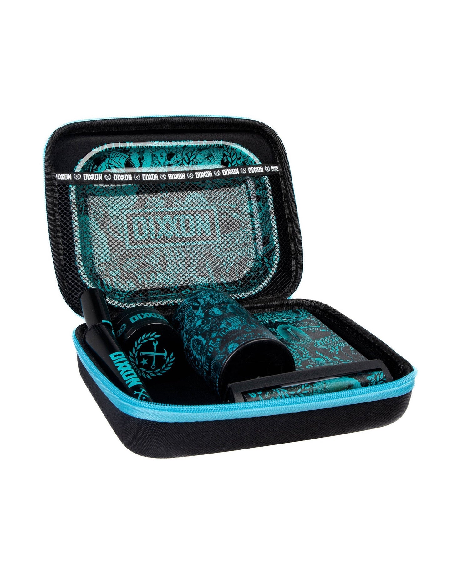 Black & Aqua Blue Weed Travel Kit