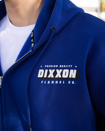 Black & White Grille Zip Up Hoodie - Blue
