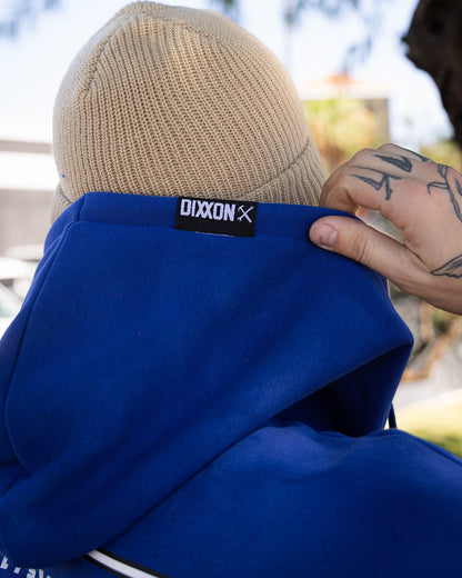 Black & White Grille Zip Up Hoodie - Blue
