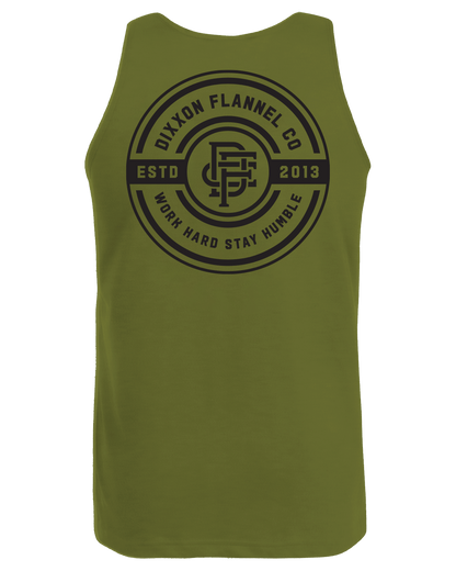 Black Work Hard Badge Tank - O.D. Green