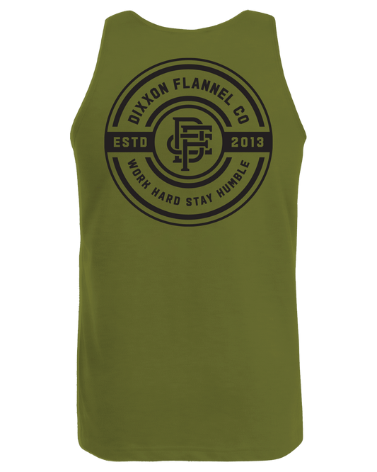 Black Work Hard Badge Tank - O.D. Green