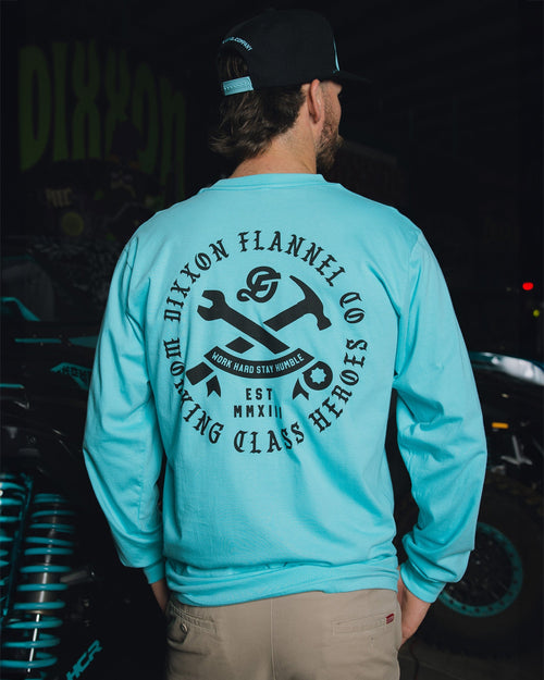 Black Working Class Badge Long Sleeve T-Shirt - Tiffany