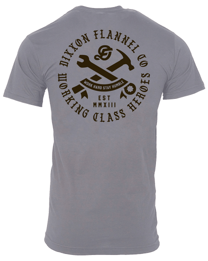 Black Working Class Badge T-Shirt - Charcoal