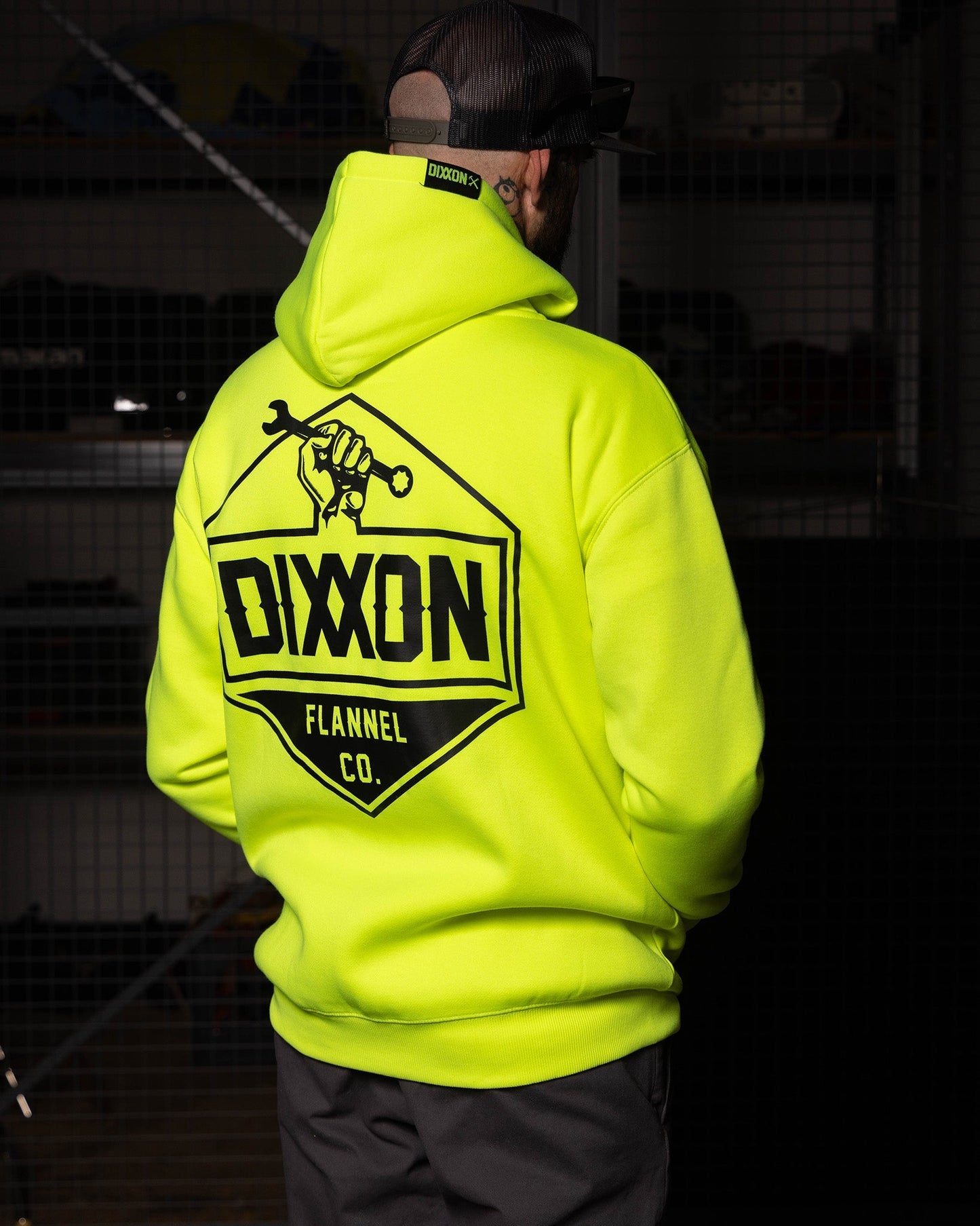 Black Working Class Logo Zip Up Hoodie - Safety Yellow