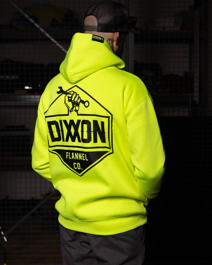 Black Working Class Logo Zip Up Hoodie - Safety Yellow