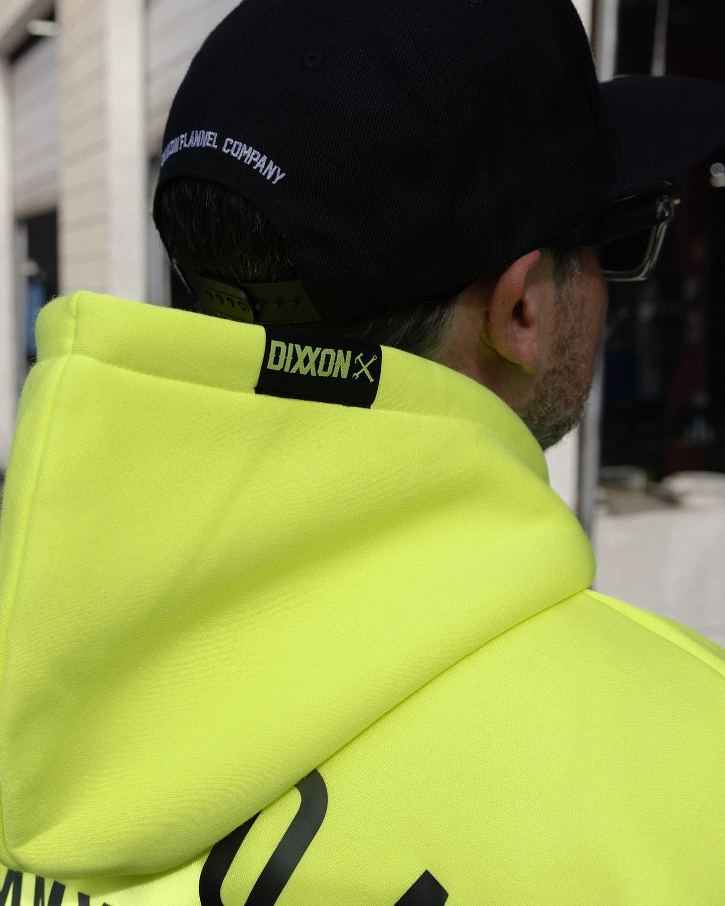 Black Working Class Zip Up Hoodie - Safety Yellow