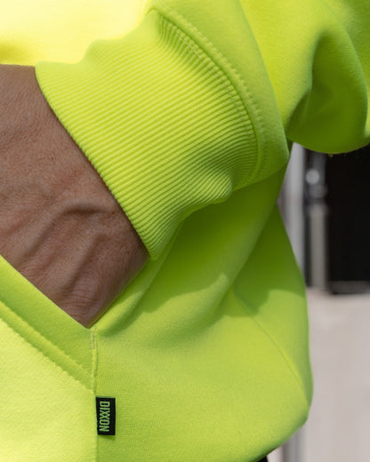 Black Working Class Zip Up Hoodie - Safety Yellow
