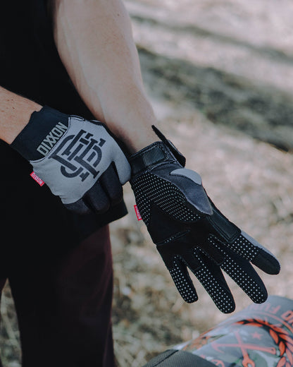 BRAAP Moto Gloves - Badge - Black & Gray