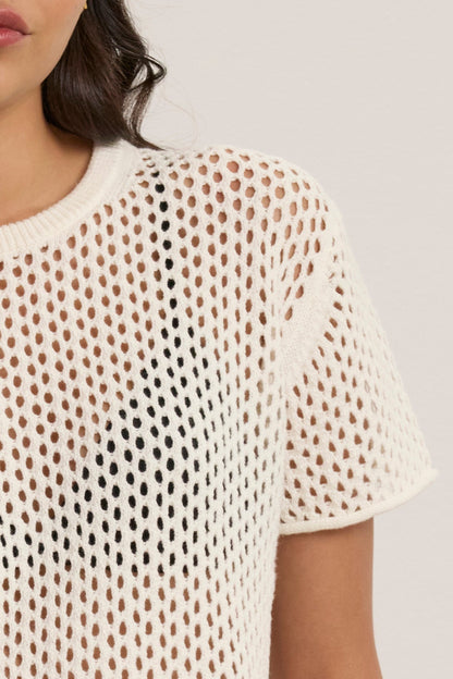 ASHLEY COTTON CASHMERE MESH SWEATER