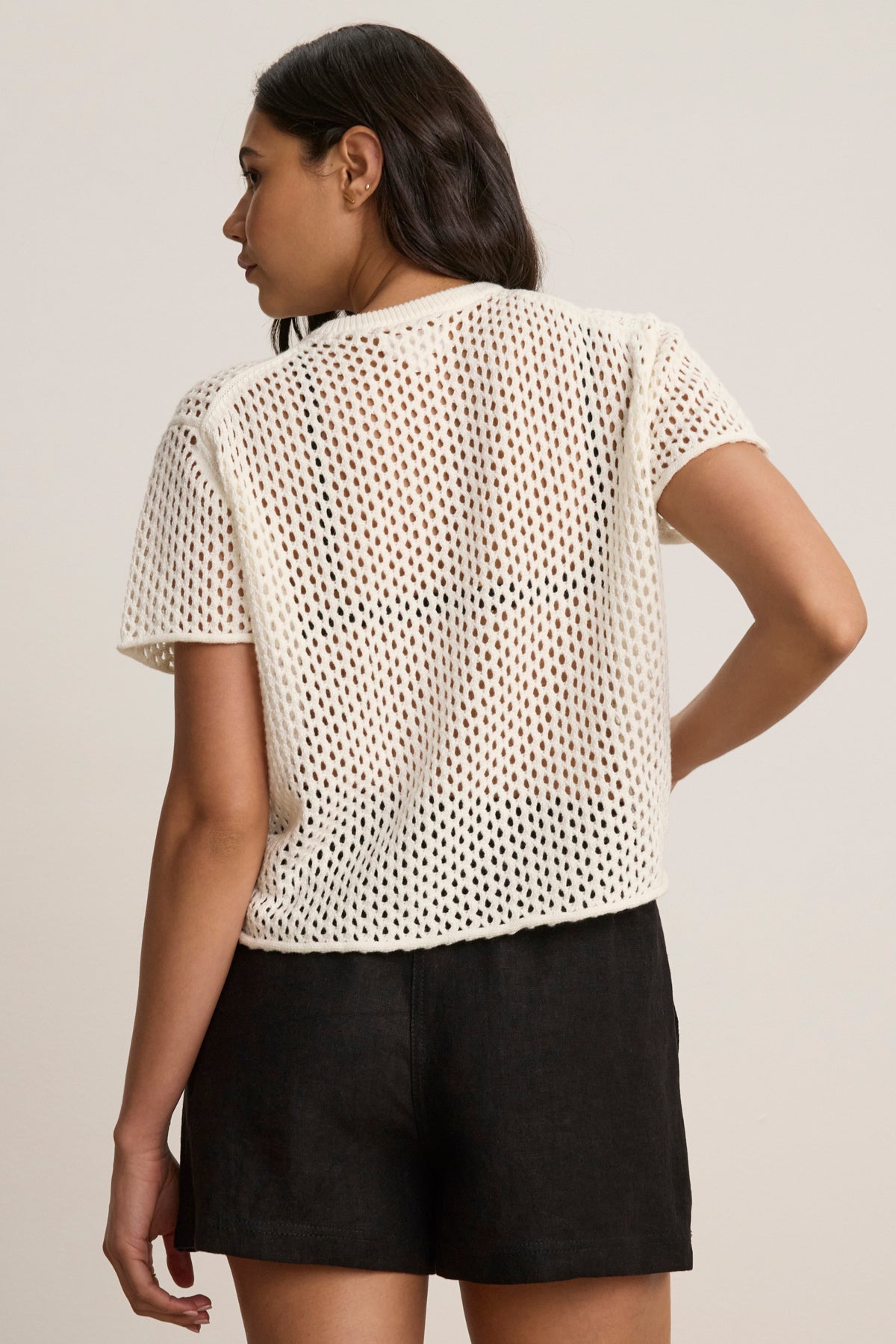 ASHLEY COTTON CASHMERE MESH SWEATER