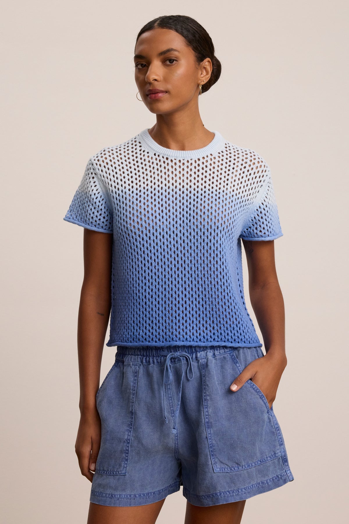POPPY COTTON CASHMERE MESH SWEATER