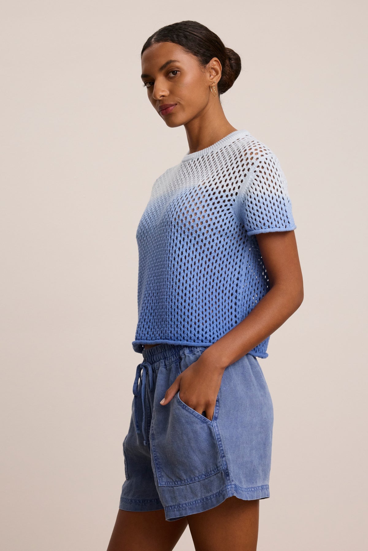 POPPY COTTON CASHMERE MESH SWEATER