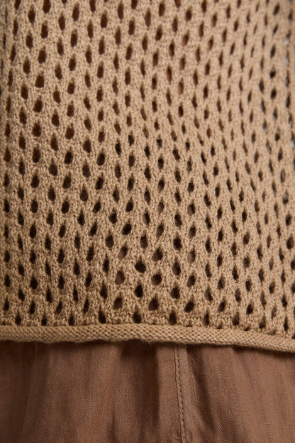 POPPY COTTON CASHMERE MESH SWEATER