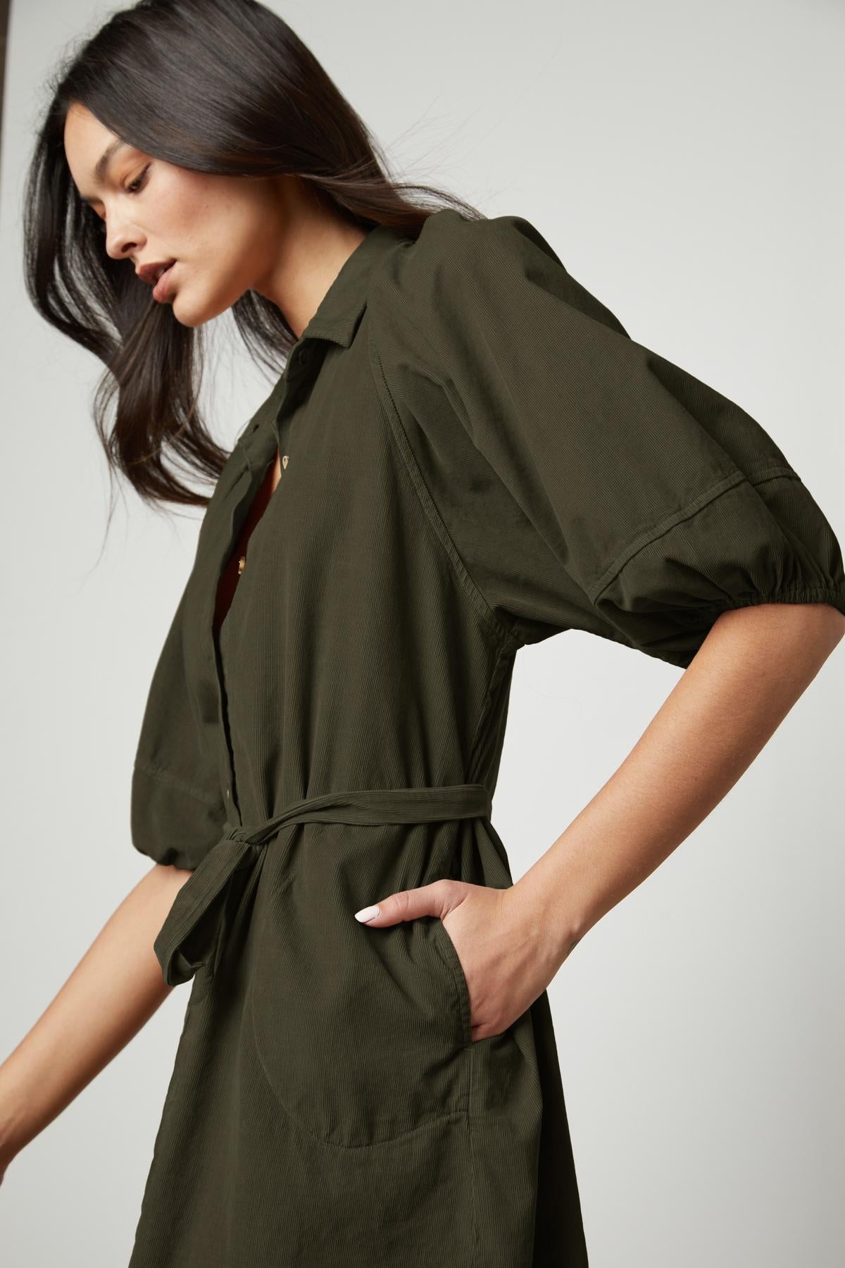 KADY CORDUROY BUTTON-UP DRESS