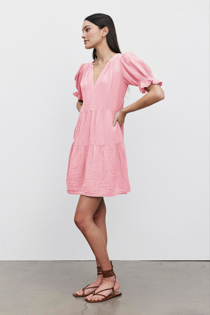 CLARISSA COTTON GAUZE TIERED DRESS