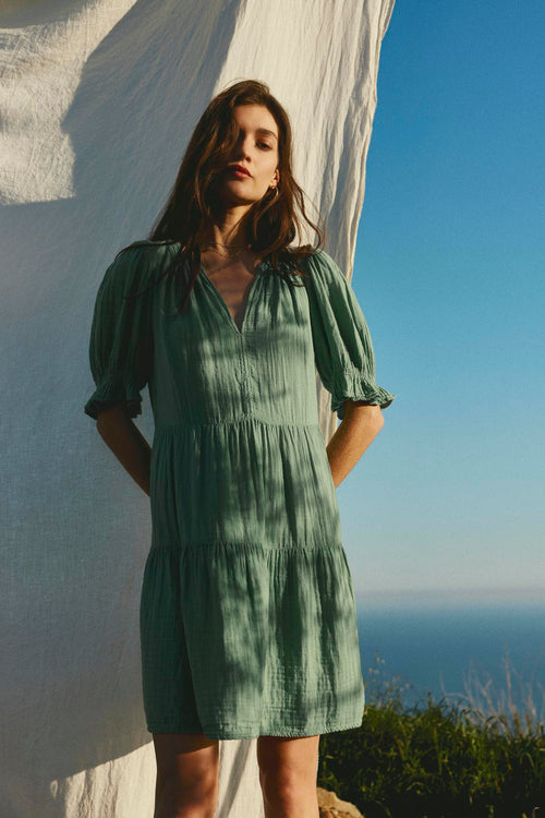 CLARISSA COTTON GAUZE TIERED DRESS