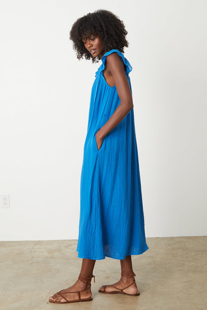 JUSTINE COTTON GAUZE MIDI DRESS
