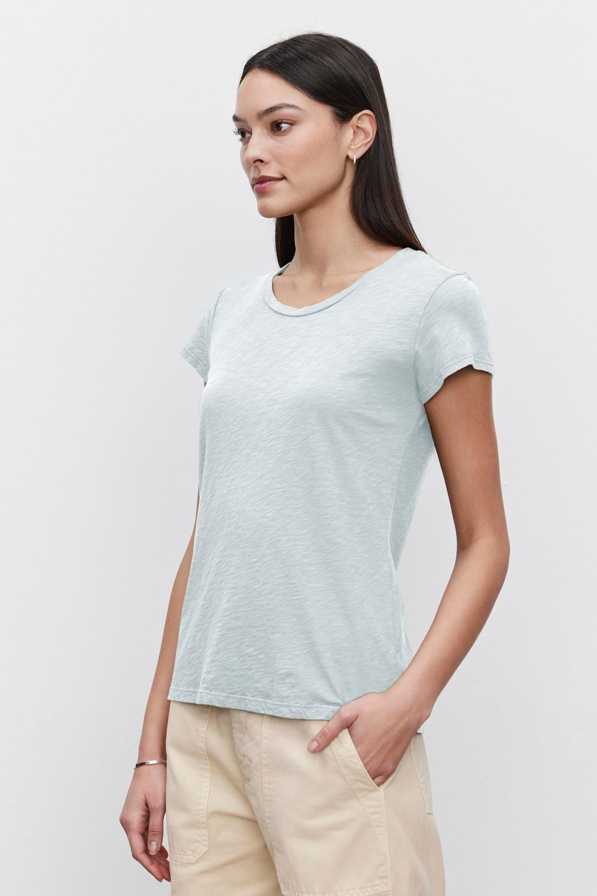 ODELIA COTTON SLUB CREW NECK TEE