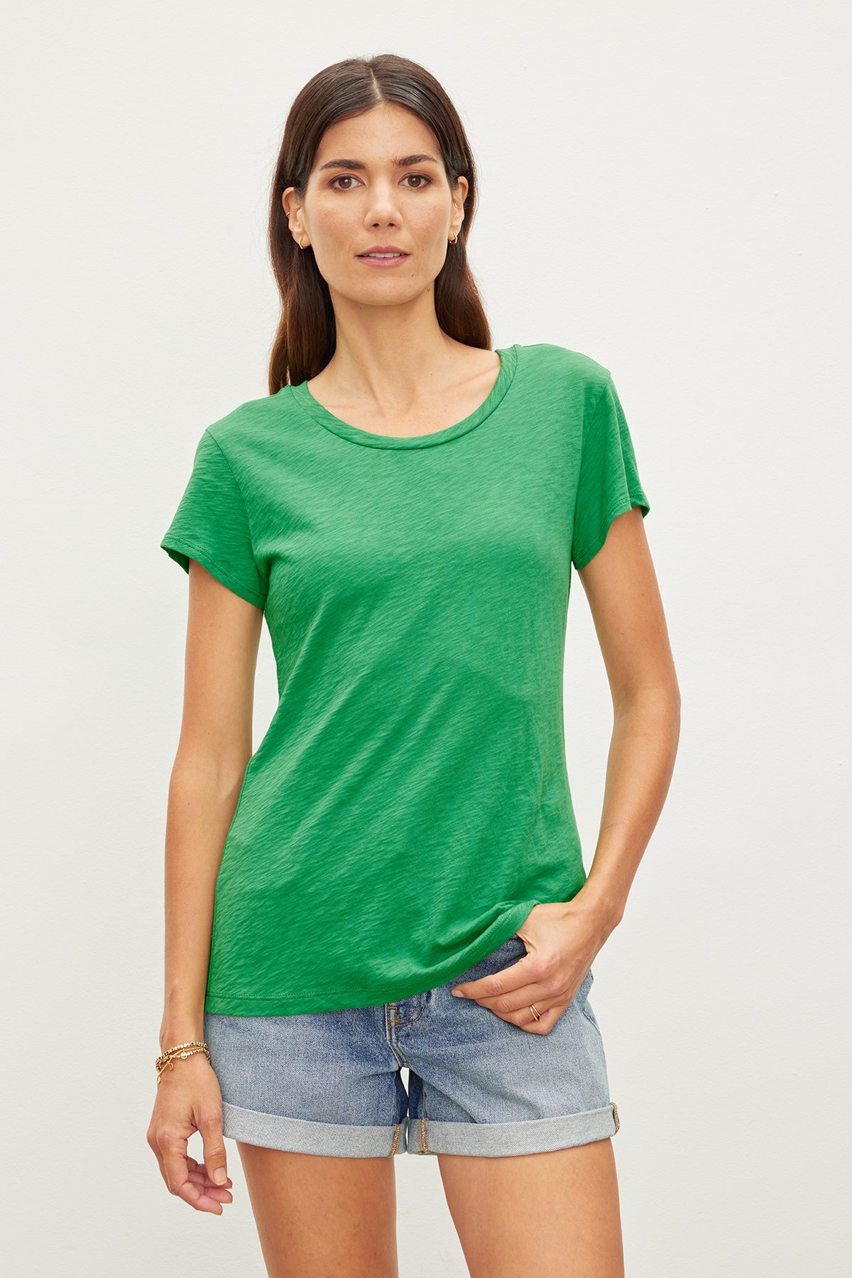 ODELIA COTTON SLUB CREW NECK TEE