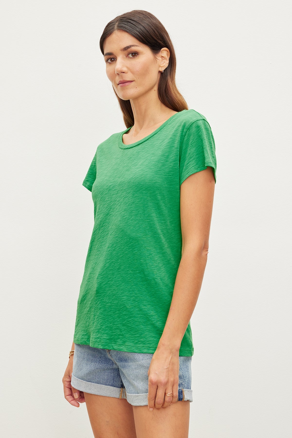 ODELIA COTTON SLUB CREW NECK TEE