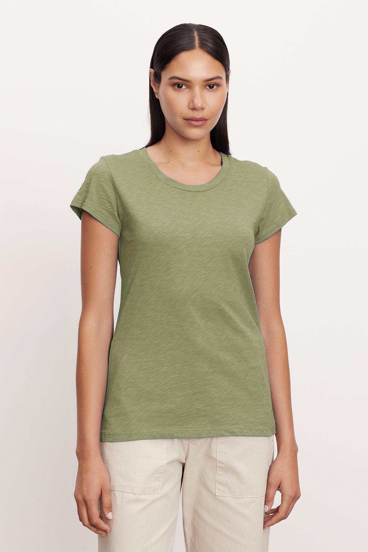 ODELIA COTTON SLUB CREW NECK TEE