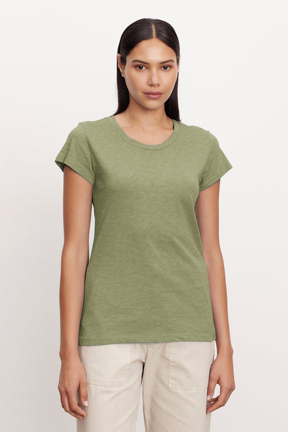 ODELIA COTTON SLUB CREW NECK TEE