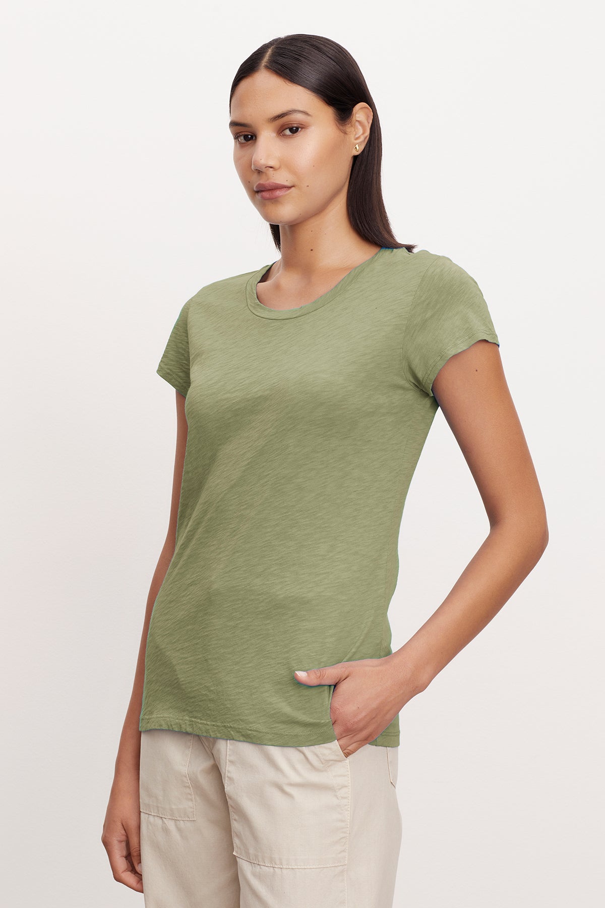 ODELIA COTTON SLUB CREW NECK TEE