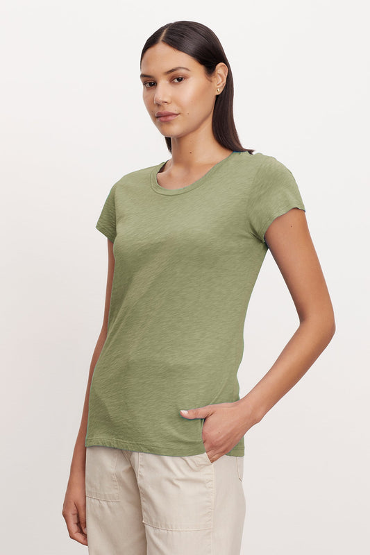 ODELIA COTTON SLUB CREW NECK TEE