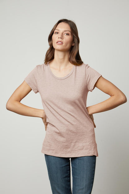 ODELIA COTTON SLUB CREW NECK TEE