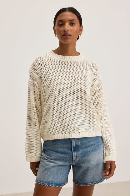 KANAN COTTON CASHMERE MESH SWEATER