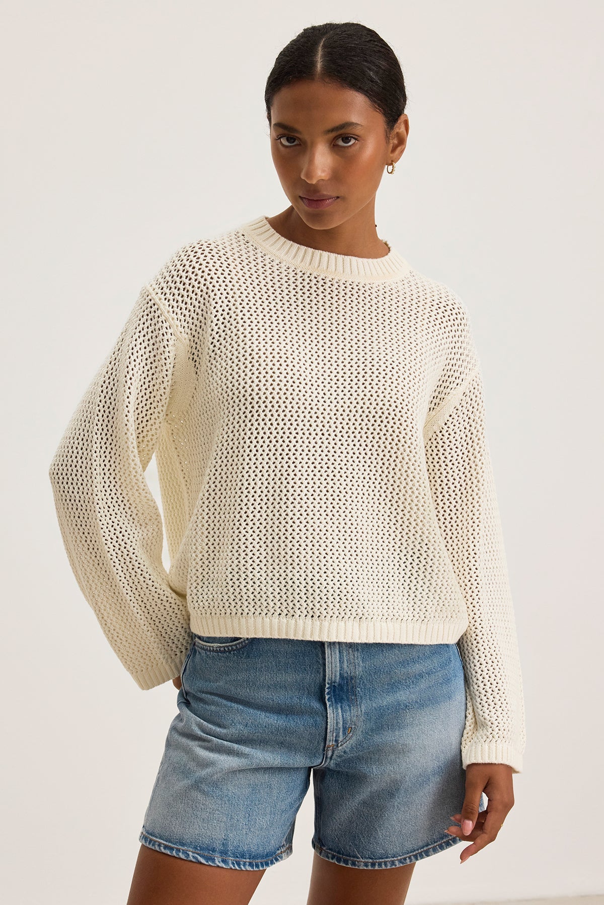 KANAN COTTON CASHMERE MESH SWEATER