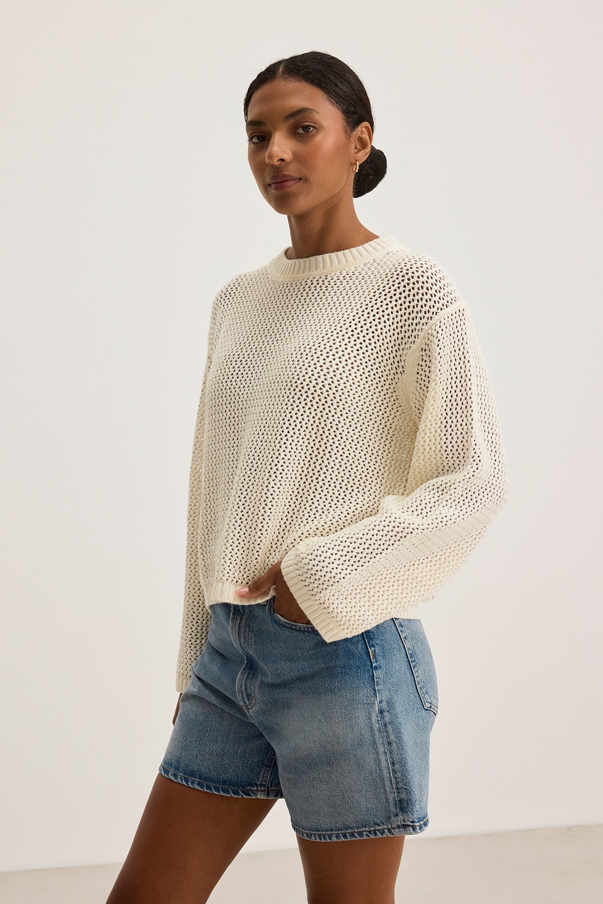 KANAN COTTON CASHMERE MESH SWEATER