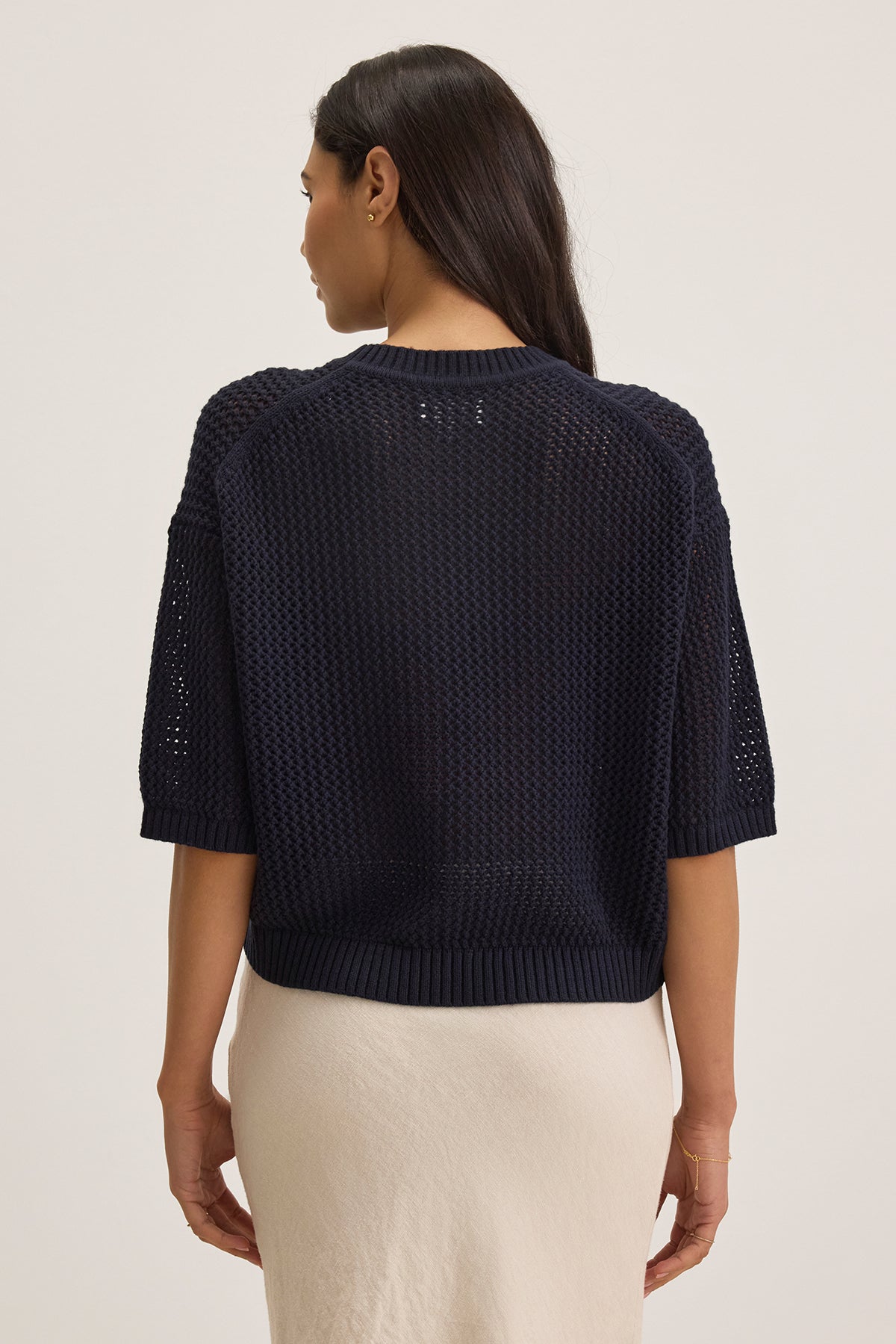 VIENNA COTTON CASHMERE MESH SWEATER