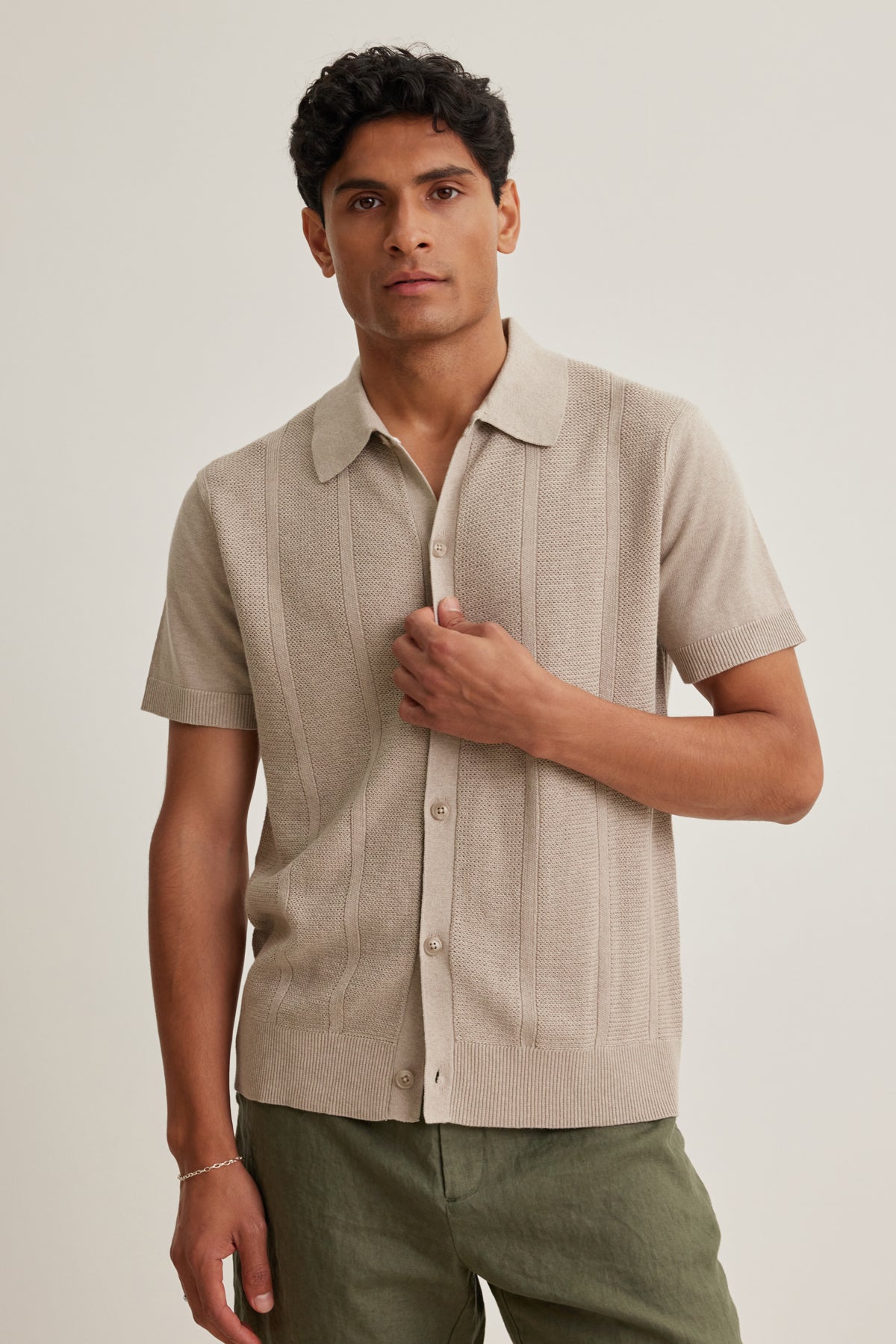 LORENZO COTTON LINEN SWEATER POLO