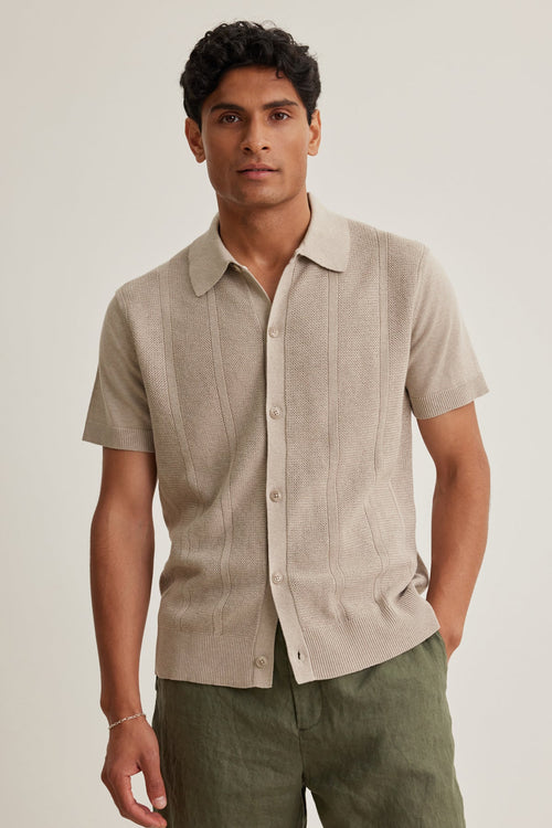 LORENZO COTTON LINEN SWEATER POLO